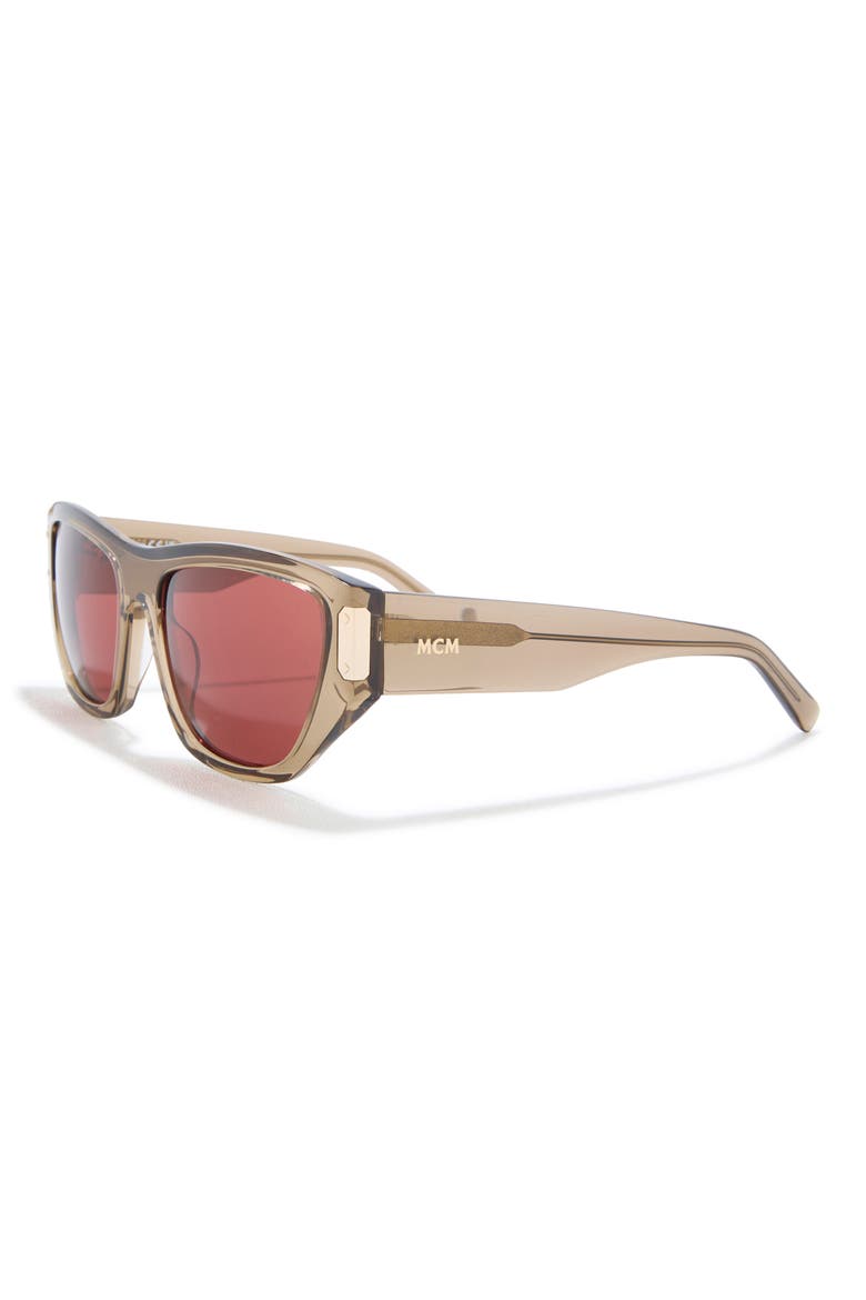 55mm Cat Eye Sunglasses, Alternate, color, SHINY BEIGE / BORDEAUX