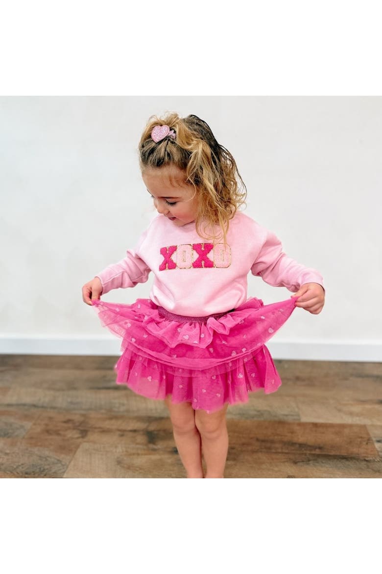 Hugs And Kisses Patch Valentine's Day Sweatshirt, Alternate, color, Pink