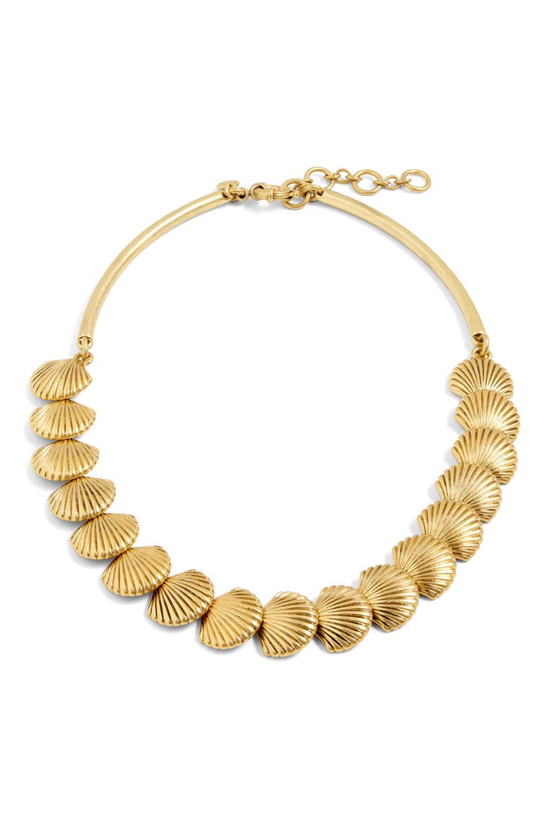 Seashell Collar Necklace, Main, color, ANTIQUE GOLD