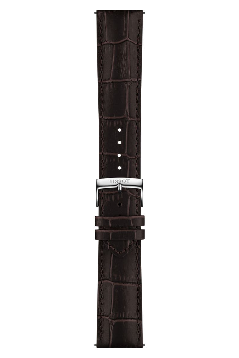 Chrono L Croc-Embossed Leather Strap Watch, 42mm, Alternate, color, GREEN