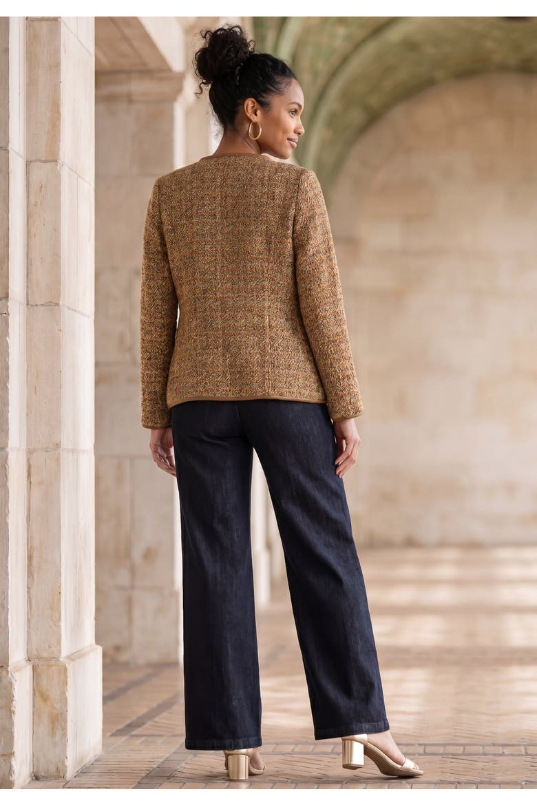 Tweed Jacket With Leather Trim, Alternate, color, BROWN MULTI TWEED