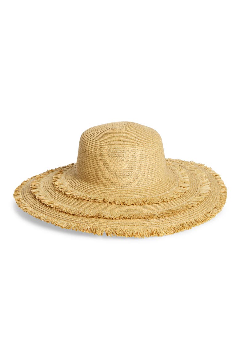 Ultrabraid Frayed Floppy Hat, Main, color, NATURAL