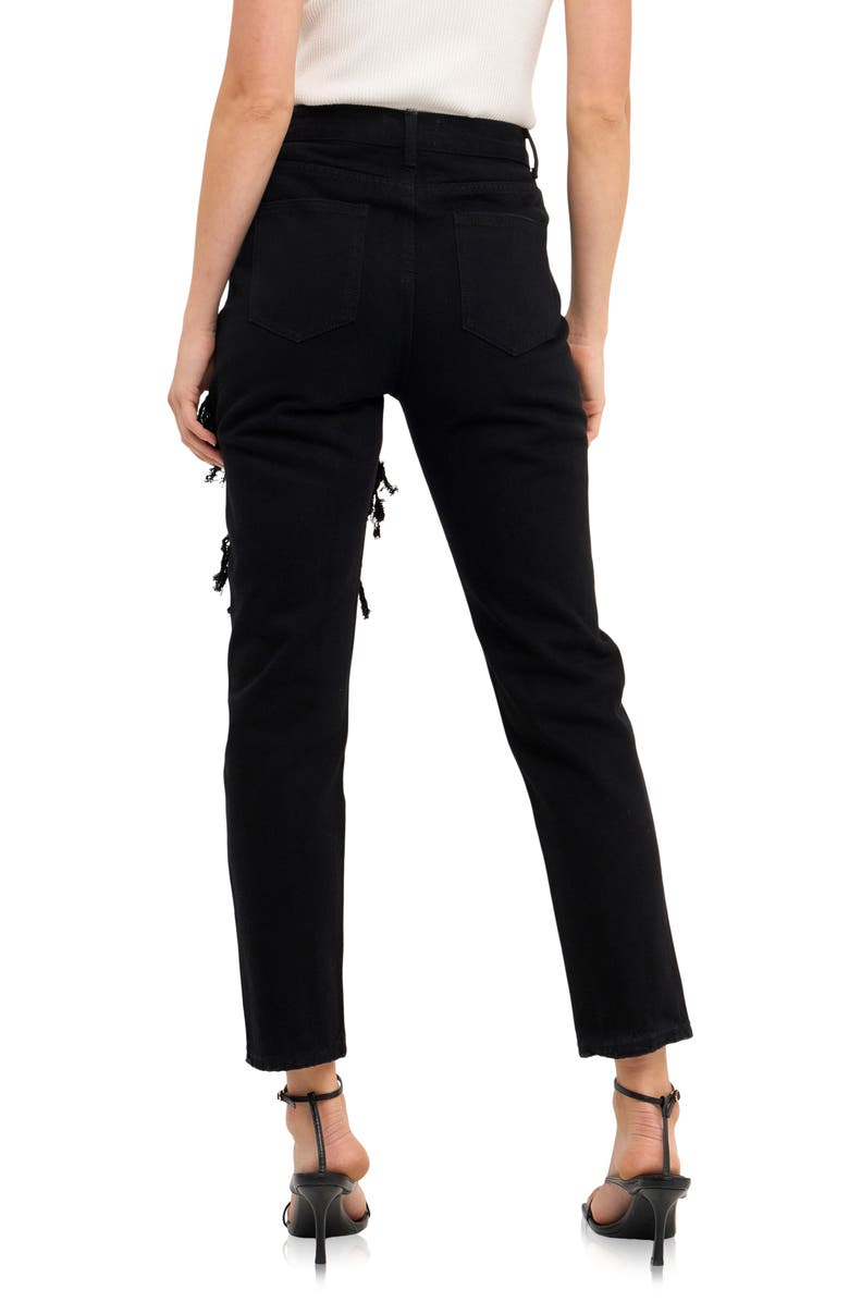 Grey Lab Cutout Ripped High Waist Slim Straight Leg Jeans, Alternate, color, Black