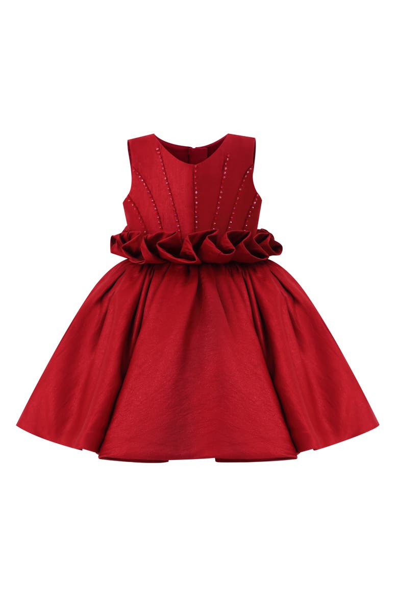 Bloom Accent Flare Dress, Main, color, Red