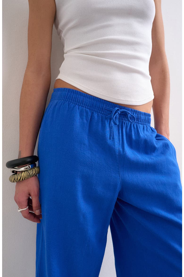 Linen Blend Straight Leg Pants, Alternate, color, BLUE