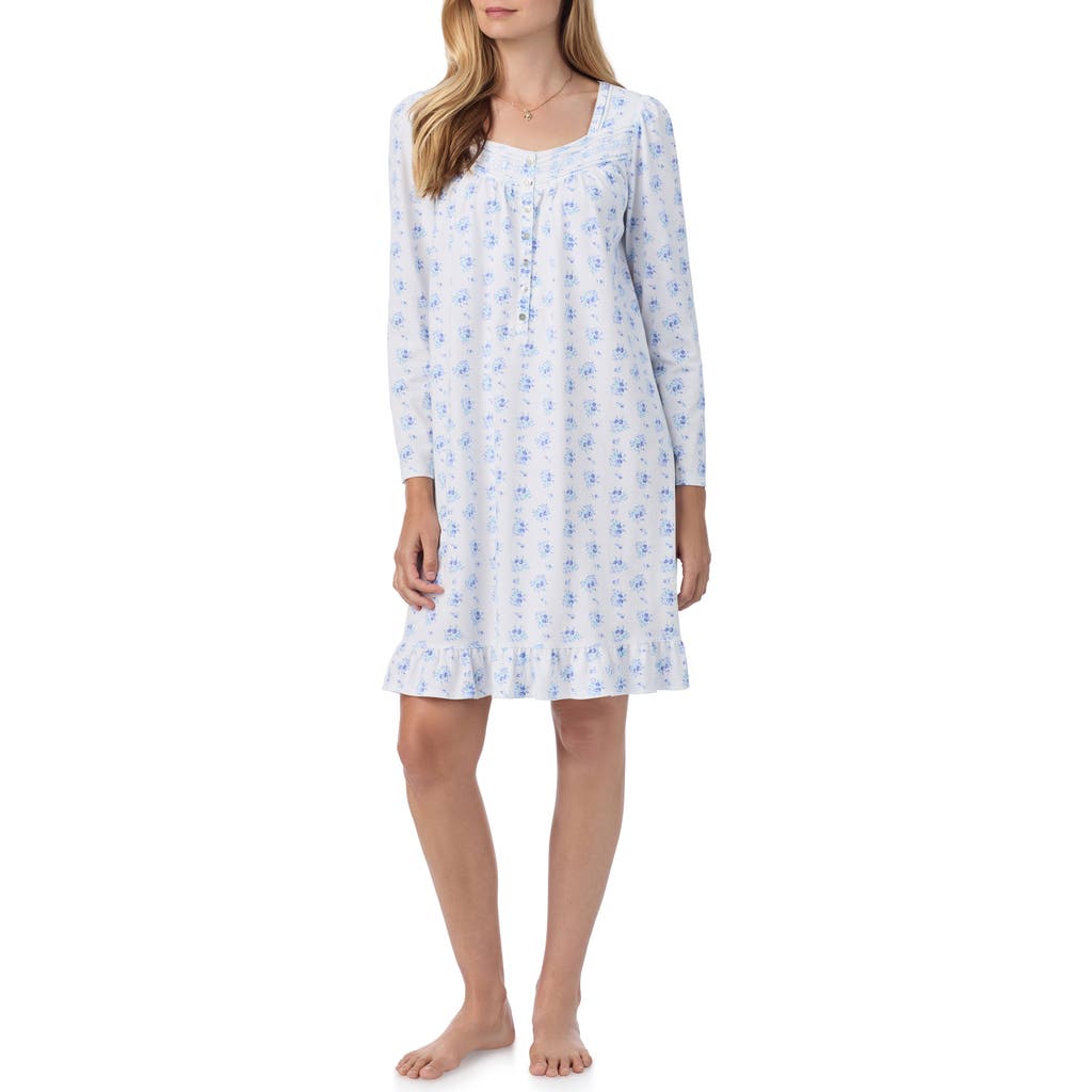 Shop Eileen West Long Sleeve Cotton Jersey Short Nightgown In Dot Bqt