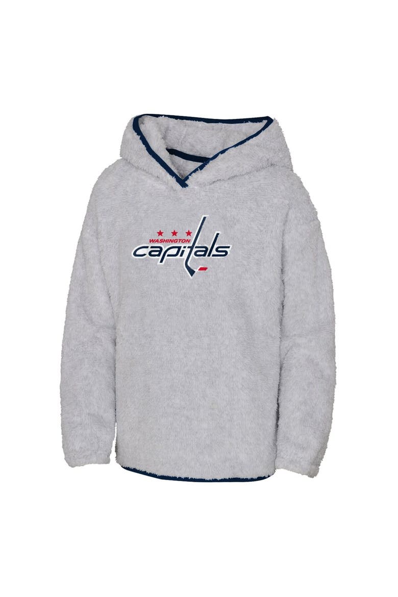 Girls Youth Heather Gray Washington Capitals Ultimate Teddy Fleece Pullover Hoodie, Alternate, color, Heather Gray