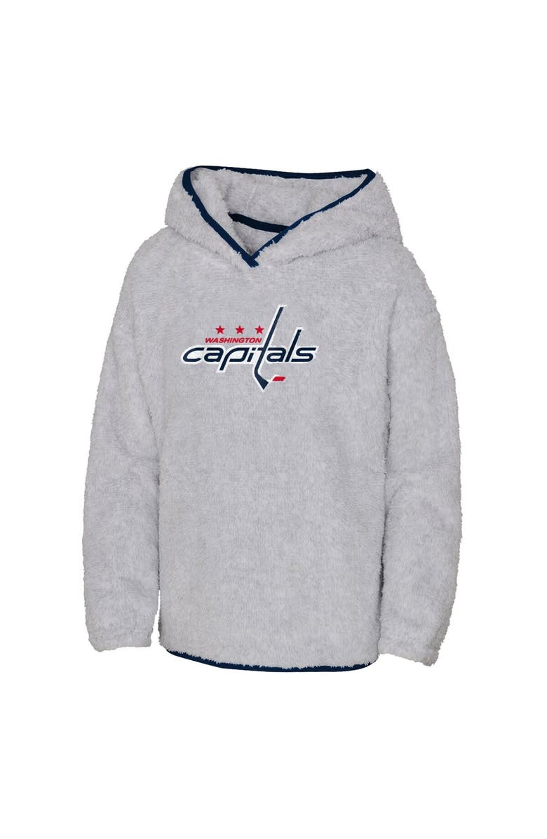 Outerstuff Girls Youth Heather Gray Washington Capitals Ultimate Teddy Fleece Pullover Hoodie, Alternate, color, Heather Gray