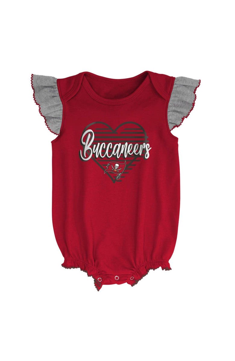 Outerstuff Girls Newborn & Infant Red/Heathered Gray Tampa Bay Buccaneers All The Love Bodysuit Bib & Booties Set, Alternate, color, 