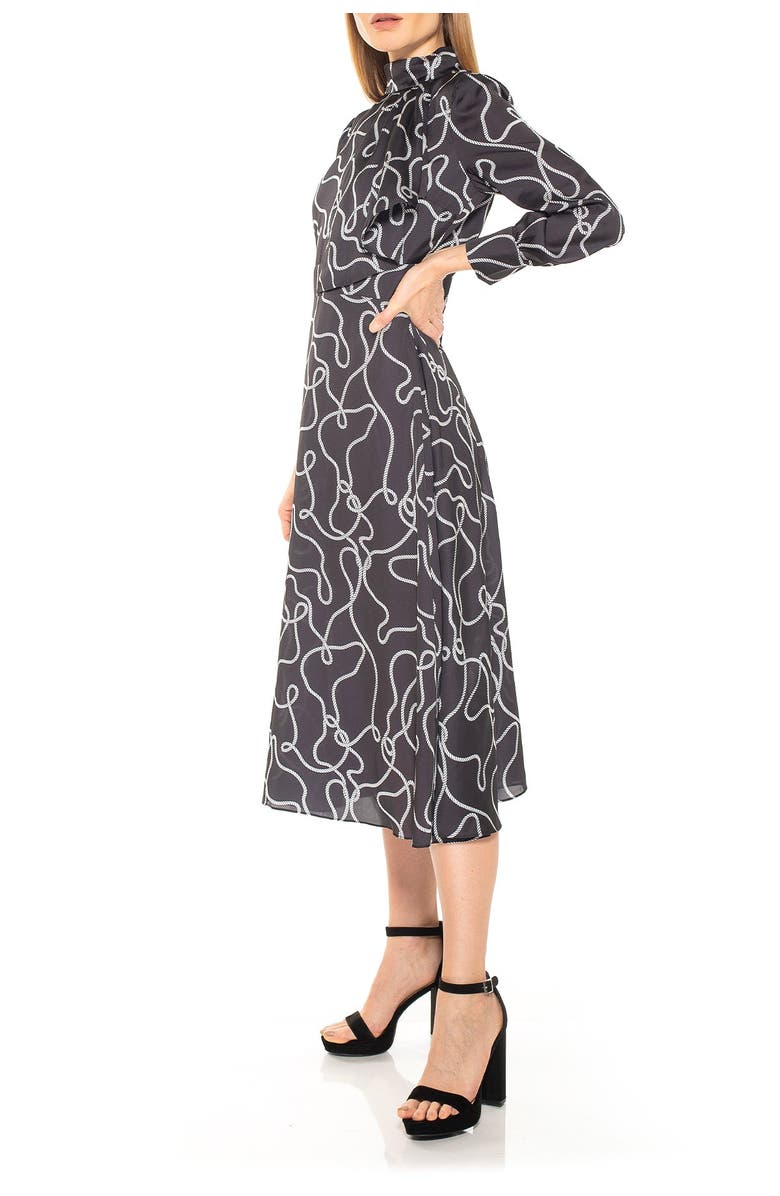 Alexia Admor Mock Neck Long Sleeve Satin Midi Dress, Alternate, color,