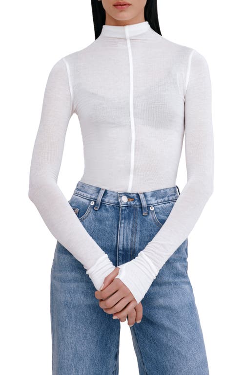 Marcella Alicia Semisheer Mock Neck Jersey Top in Off White  product