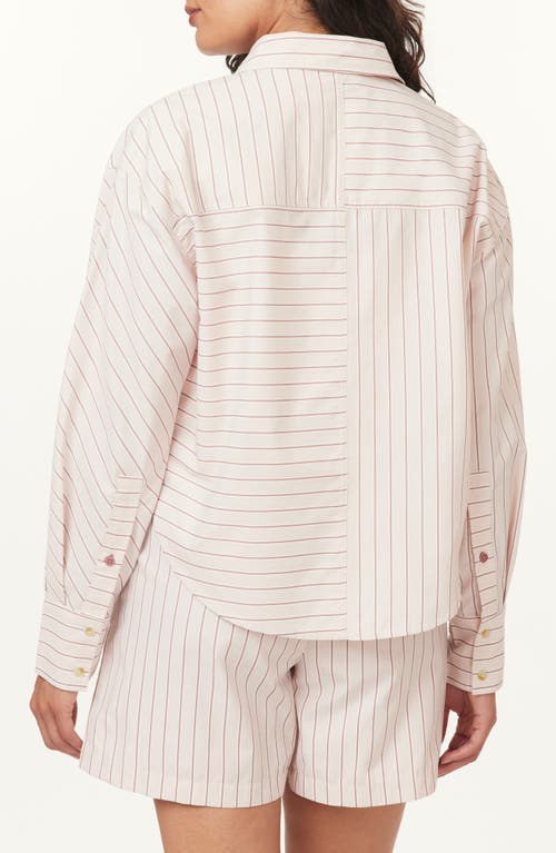 Scotch & Soda Mixed Stripe Crop Button-up Shirt In White