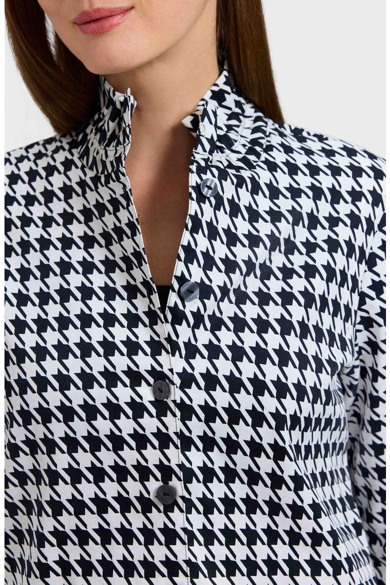 Carolina Houndstooth Print Cotton Button-Up Shirt, Alternate, color, BLACK/ WHITE