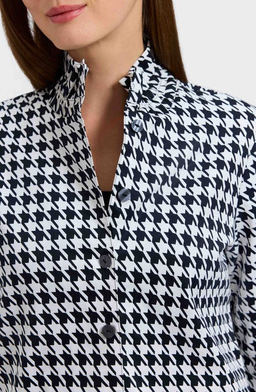 Foxcroft Carolina Houndstooth Print Cotton Button-up Shirt