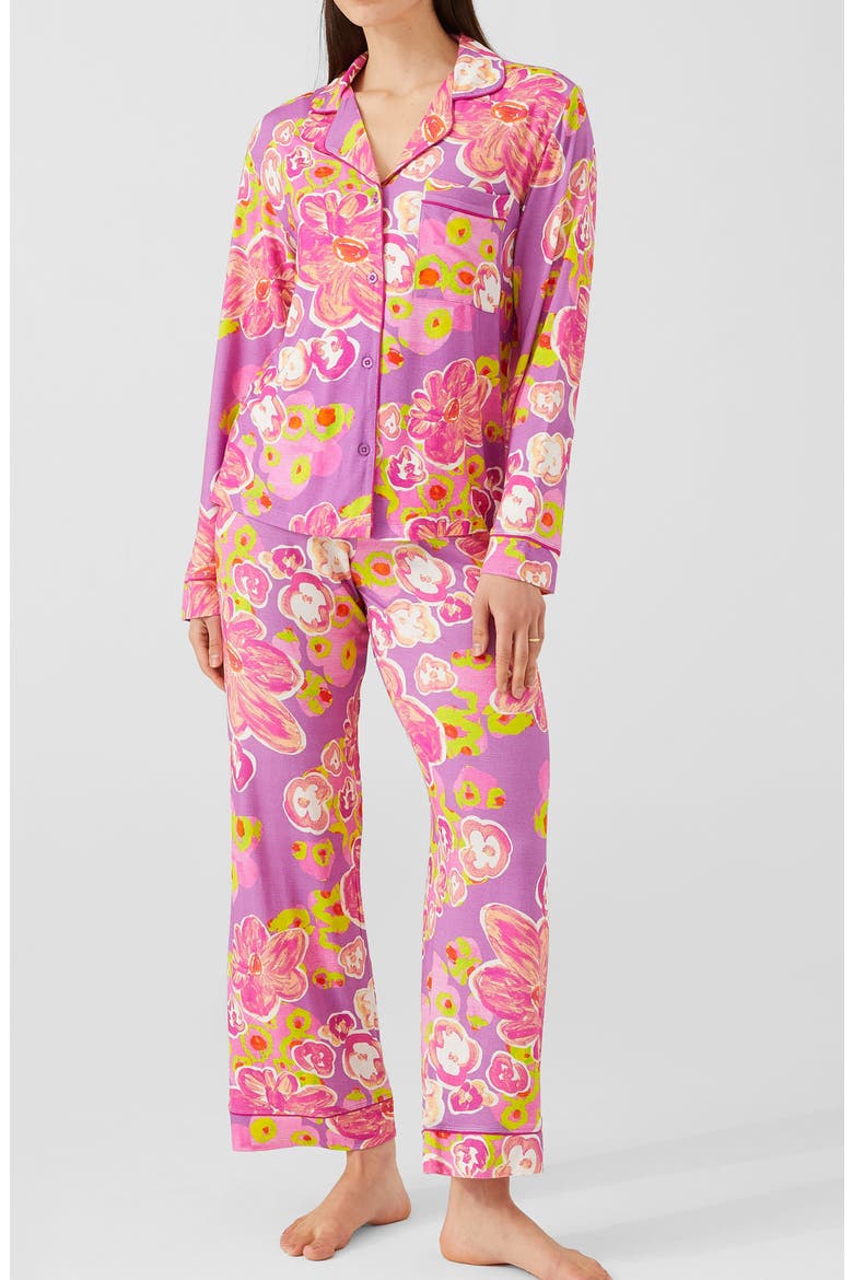 Sofia Print Crop Pajamas, Main, color, FLORAL POND SUGAR PLUM