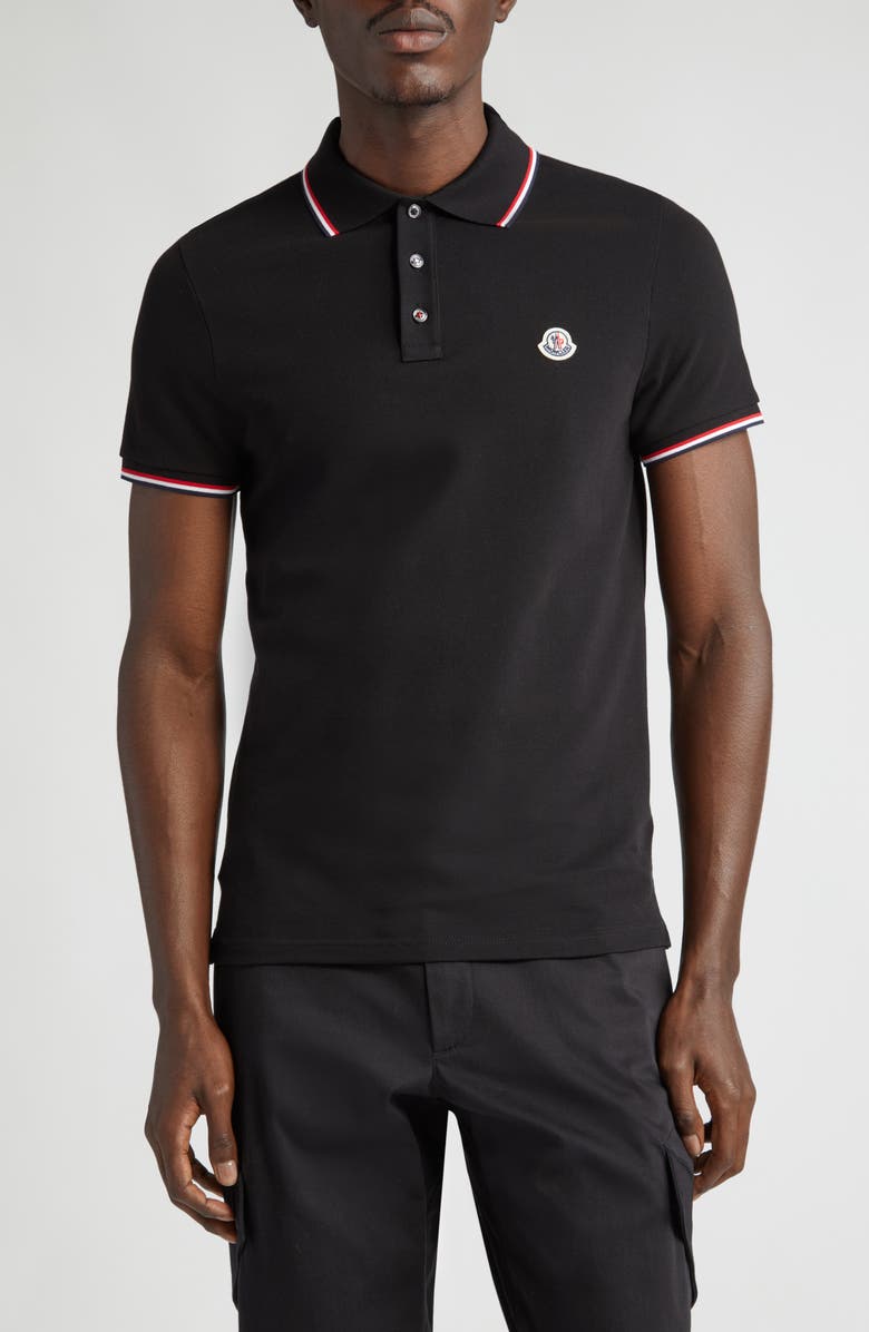 Moncler Tipped Cotton Piqué Polo, Main, color, 