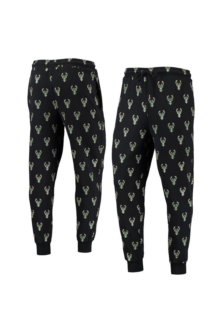 Black Milwaukee Bucks Allover Logo Jogger Pants, Main, color, Black
