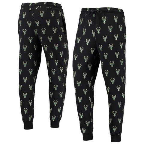 Black Milwaukee Bucks Allover Logo Jogger Pants