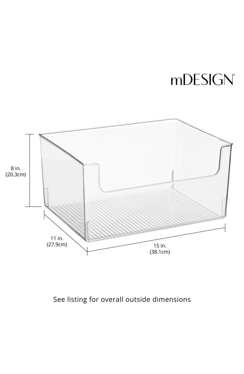 mDesign Household Plastic Storage Organizer Bin with Open Front - 8 Pack - Clear, Alternate, color, Clear
