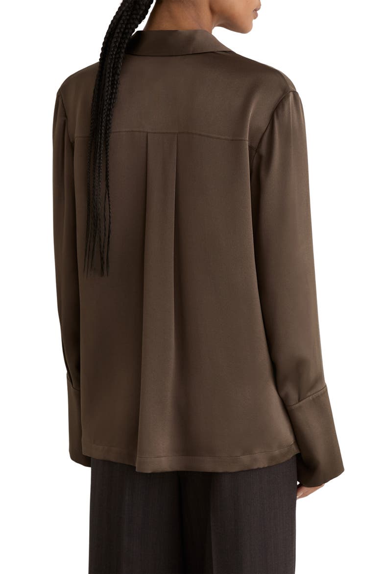 Marina V-Neck Silk Top, Alternate, color, MOCHA BROWN
