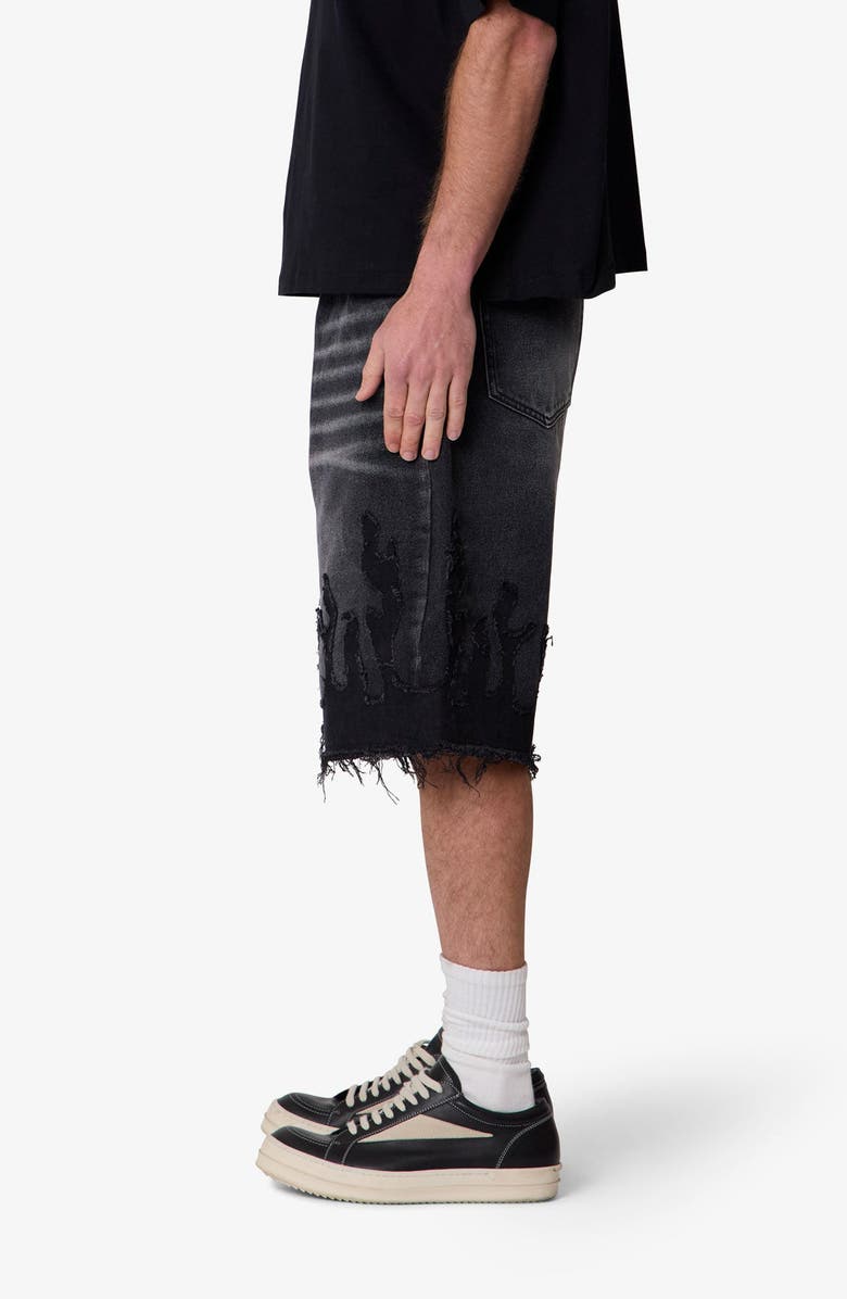 mnml Flame Rip & Repair Denim Shorts, Alternate, color,