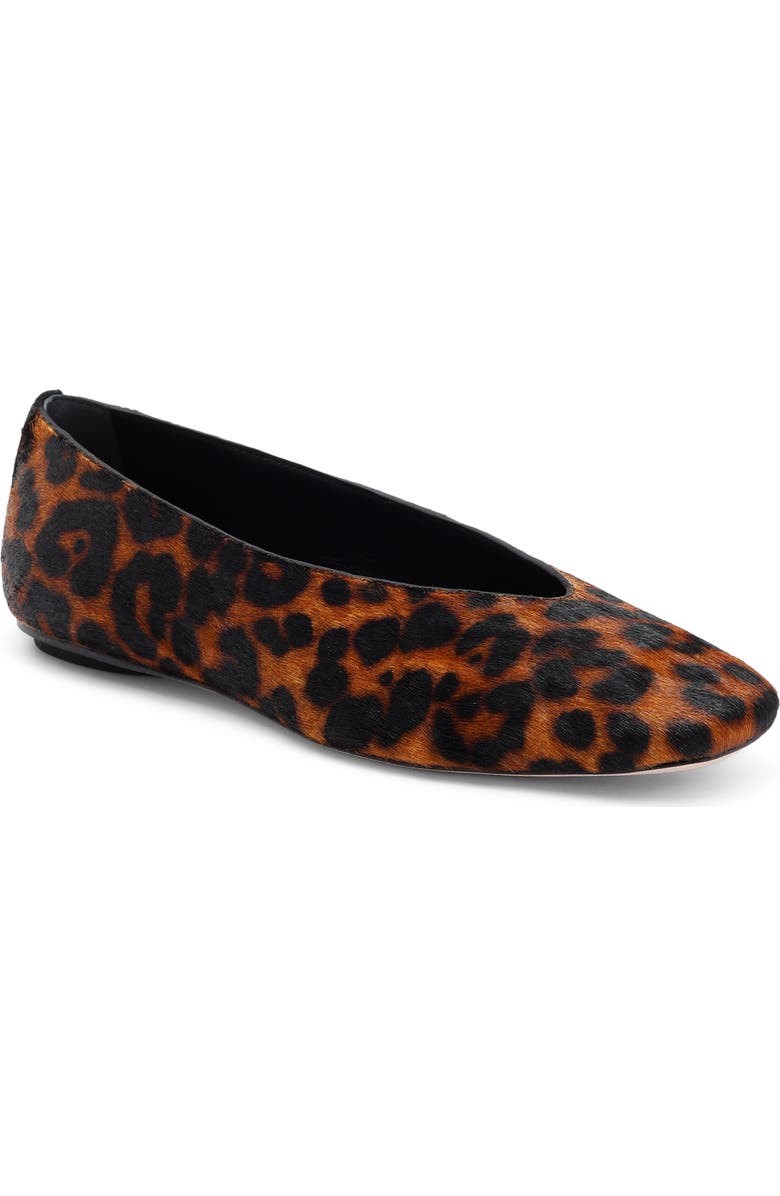 Reformation Prudence Ballet Flat, Main, color, Leopard Haircalf