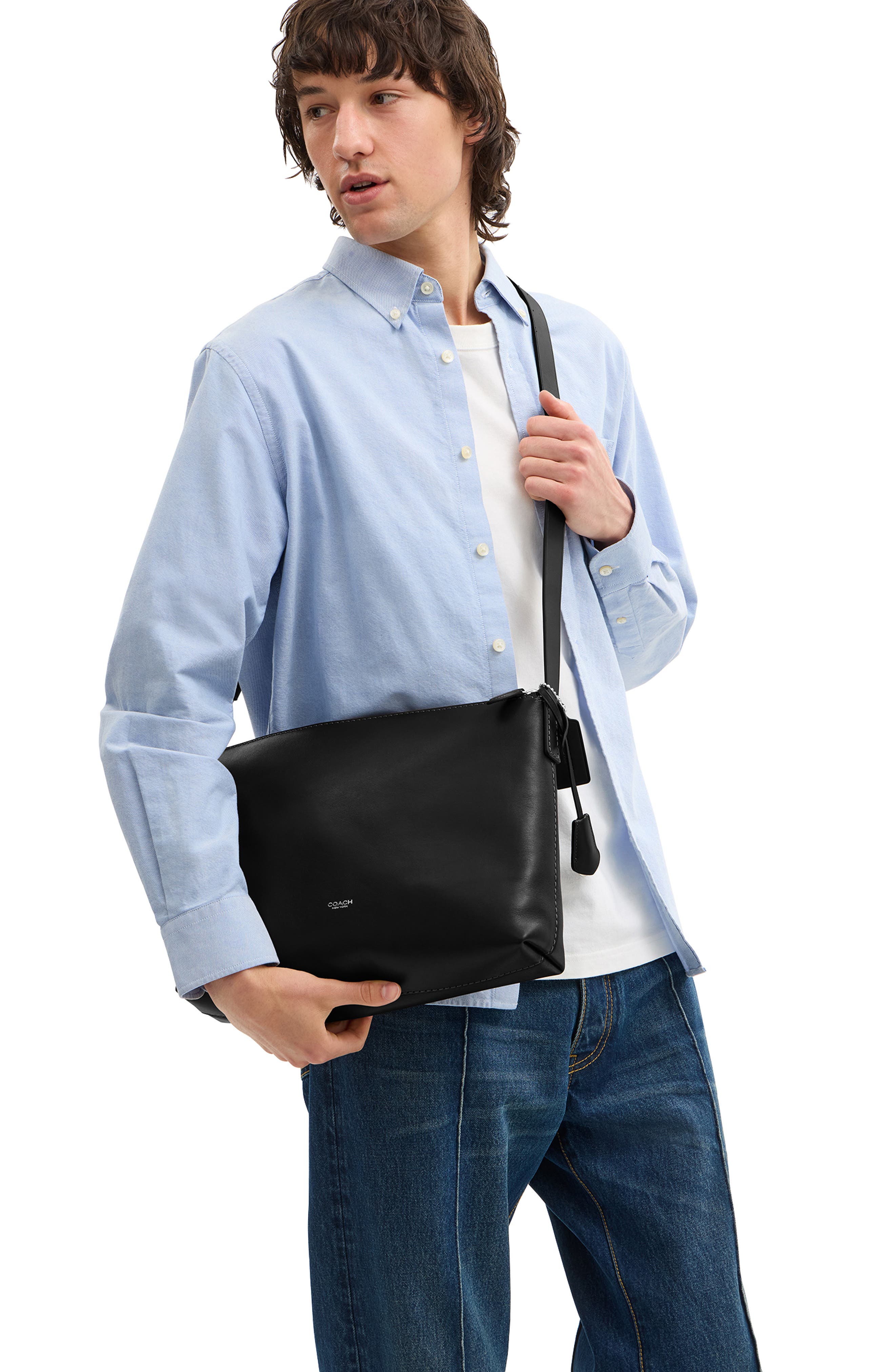 COACH Mott Leather Messenger Bag, Alternate, color, 