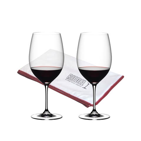 Vinum Cabernet Sauvignon/merlot 2 Piece Wine Glass Set With Polishing Cloth