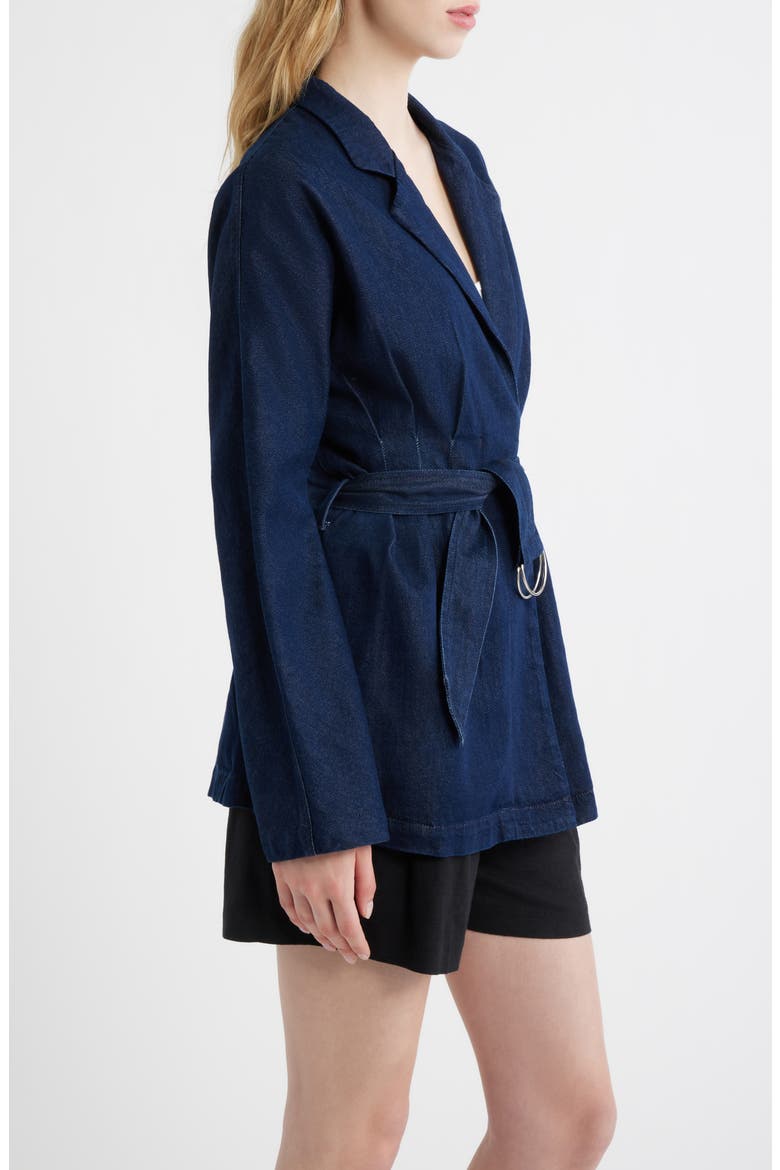 Mandi Belted Denim Blazer, Alternate, color, OCEAN RINSE