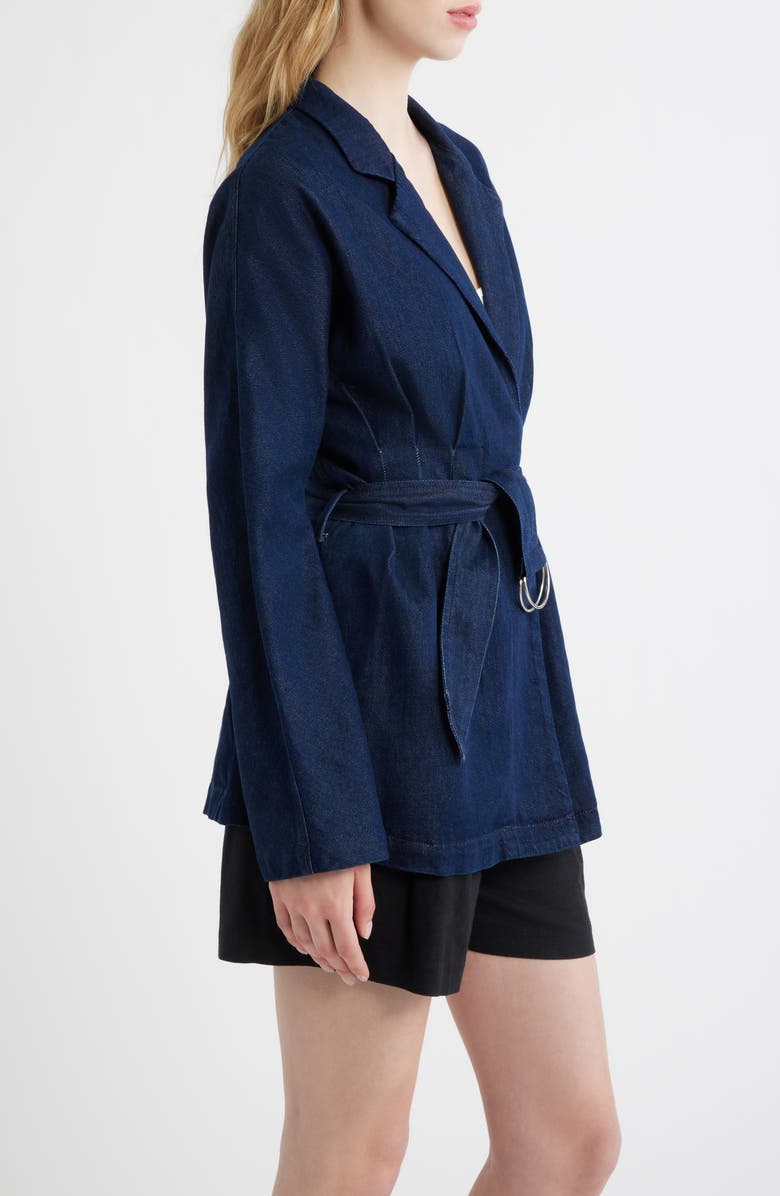 rag & bone Mandi Belted Denim Blazer, Alternate, color, Ocean Rinse