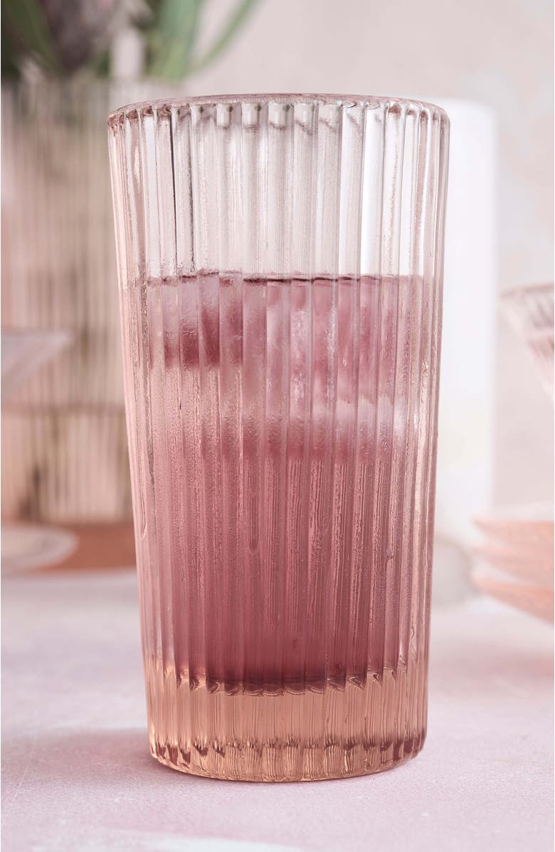 The Collective Home Pink Tall Glasses - Set of 4, Alternate, color, Clear