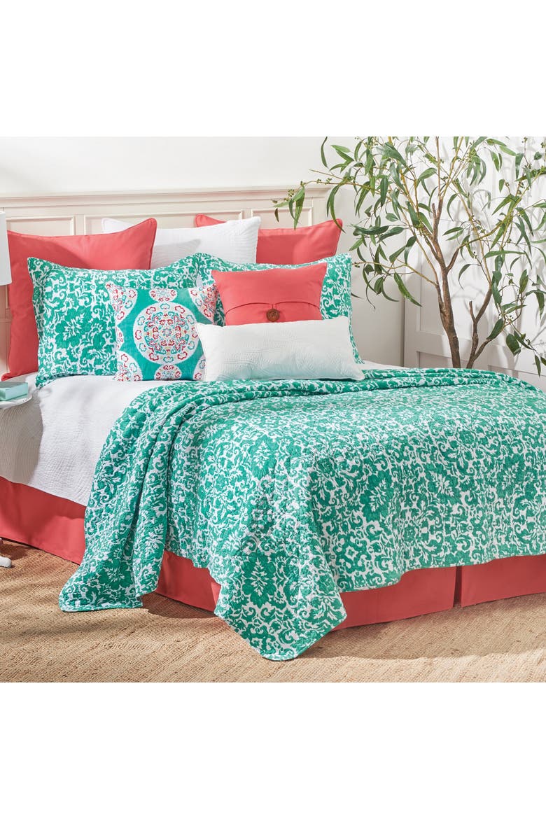 Madison Aqua Cotton Cotton Quilt Set - Reversible and Machine Washable, Alternate, color, Blue