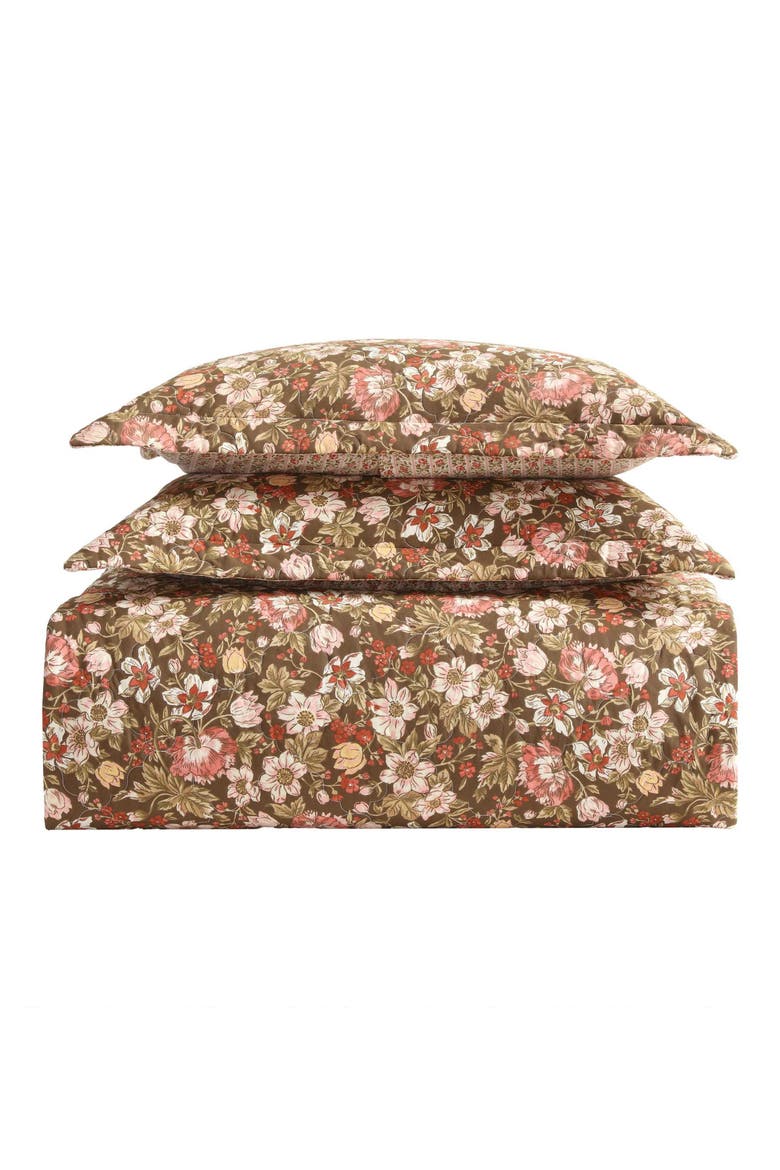 Cotton 3-Piece Comforter & Sham Quilt Set, Main, color, SMOKE BROWN