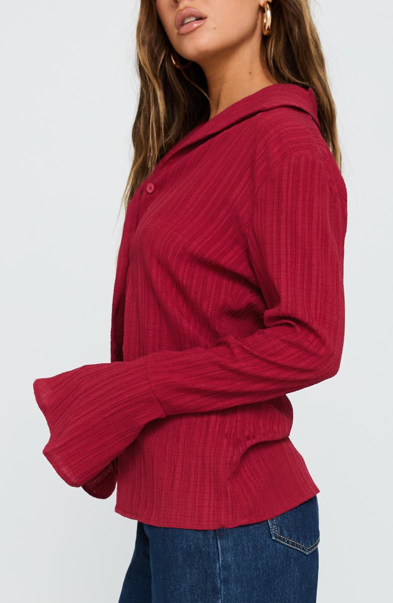 Princess Polly Beatris Bell Sleeve Shirt, Alternate, color, Red