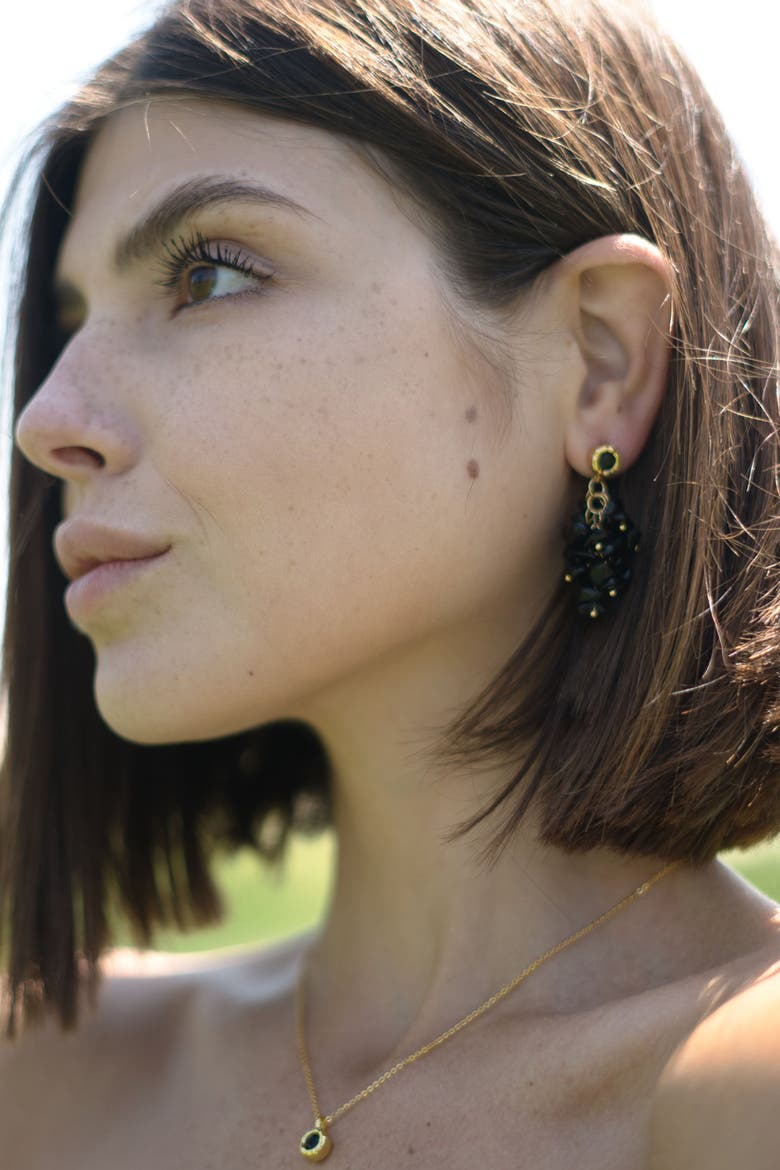Melanie Obsidian Cascade Cluster Earrings, Alternate, color, Black