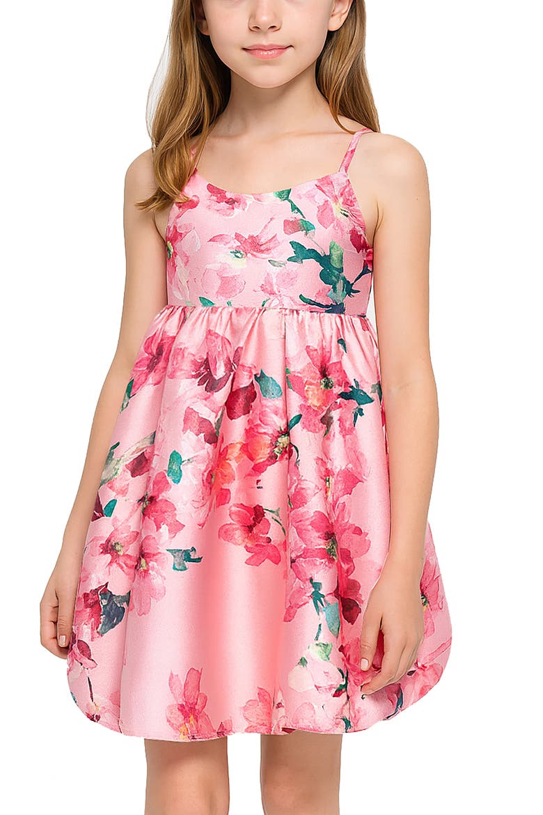 Kids' Empire Waist Mikado Bubble Party Dress, Alternate, color, PINK MULTI