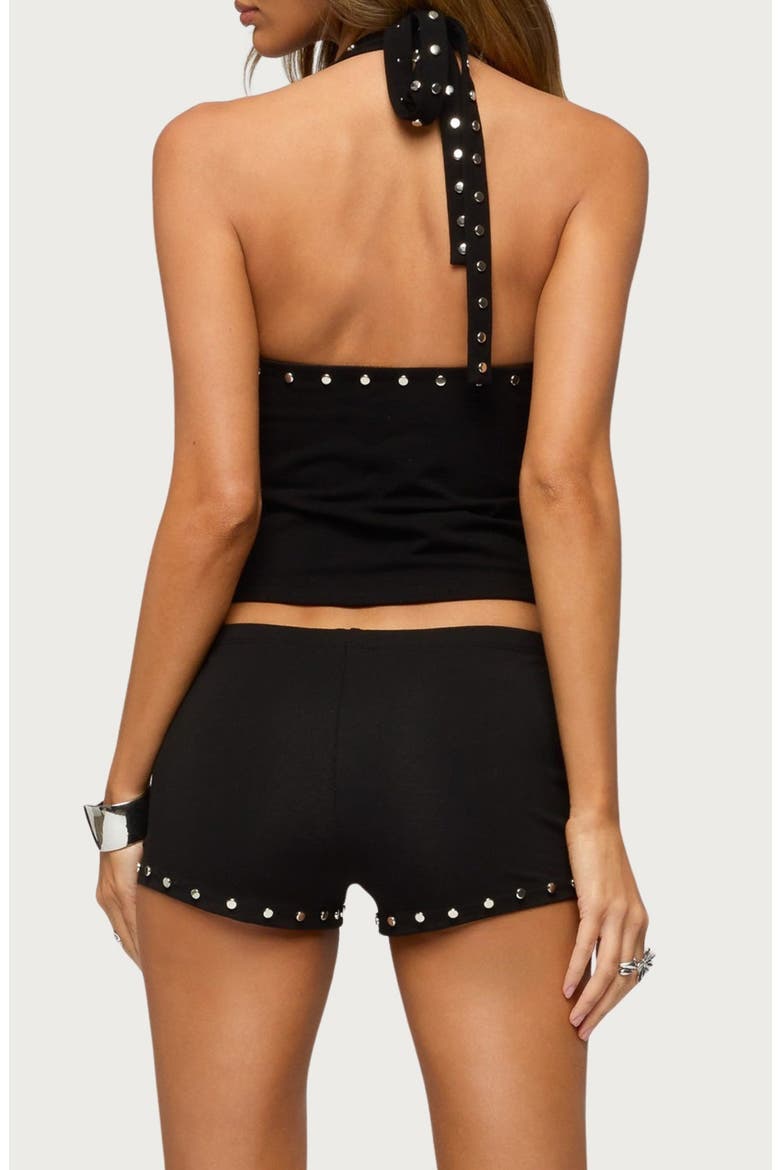 Ariadna Studded Halter Top, Alternate, color, BLACK