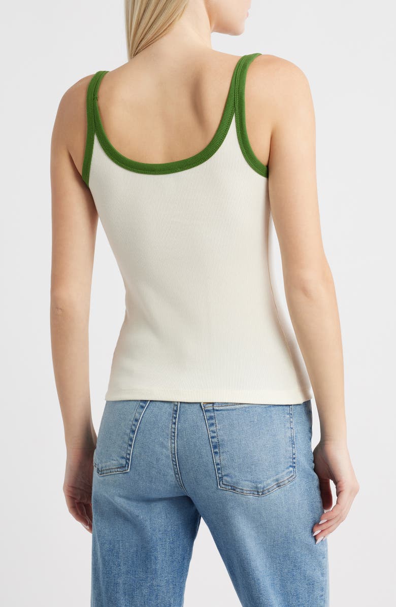 Topshop Contrast Trim Rib Tank, Alternate, color, White