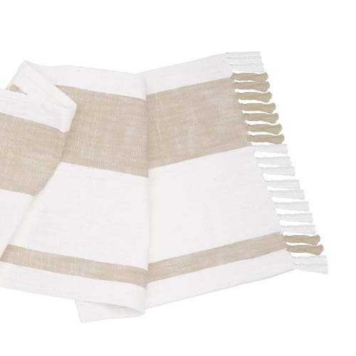 Carol & Frank Morgan Striped Table Runners Collection In White