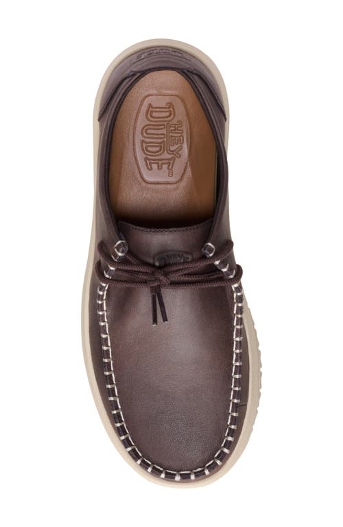 Hey Dude Wally Next Leather Lace-up Shoe In Brown