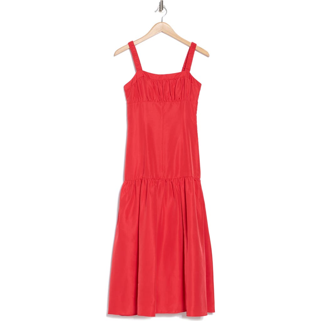 Derek Lam 10 Crosby Selena Gathered Bust Dropped Waist Dress In Red