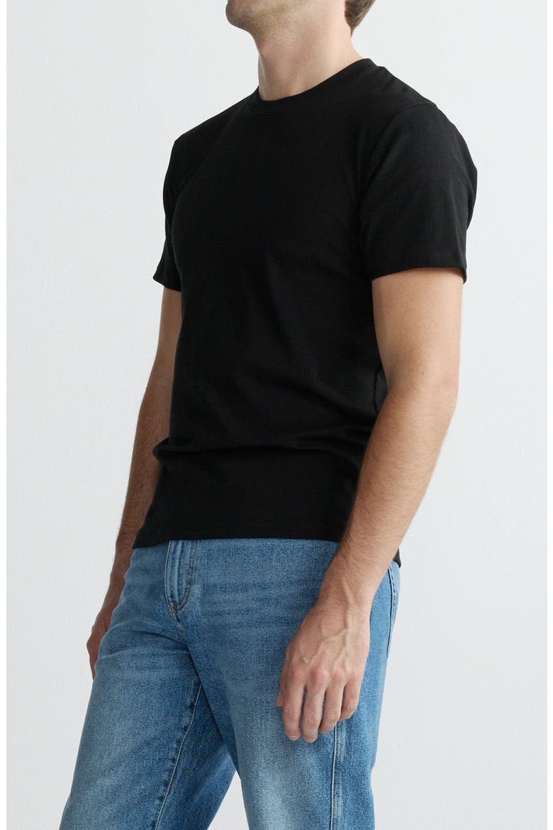 Stretch Cotton Rib Crewneck T-Shirt, Alternate, color, BLACK