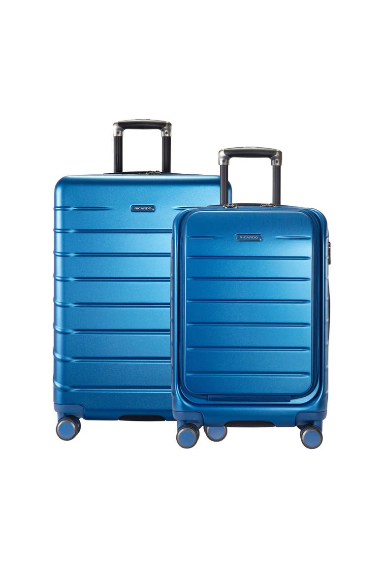 Santa Rosa Hardside Expandable 2 Piece Set 20" Front Access Carry On & 24" Checked Spinner, Main, color, Brilliant Blue
