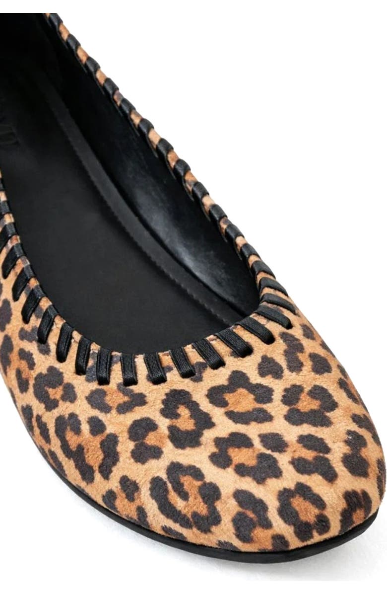 Jelavu Ella Whipstitch Suede Ballet Flat, Alternate, color, Leopard