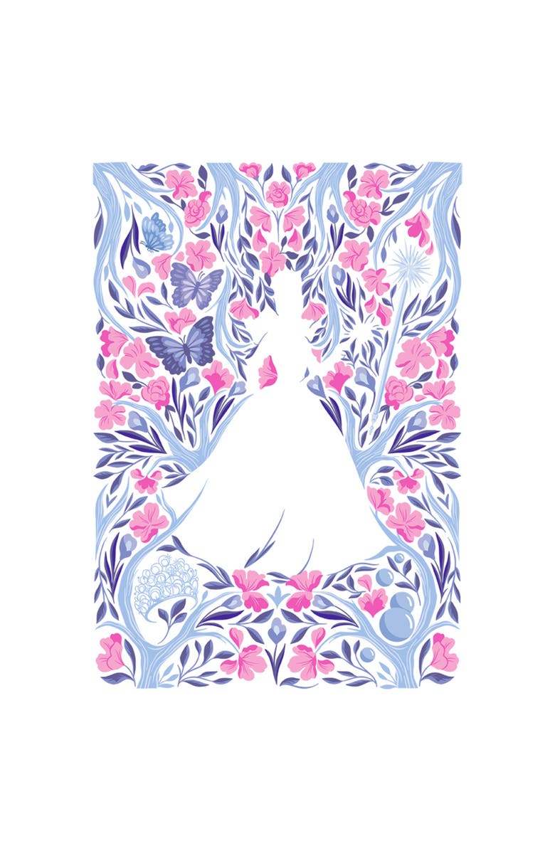 Wicked: For Good Boy's Wicked For Good Glinda Floral Purple and Pink Poster Graphic T-Shirt, Alternate, color, White