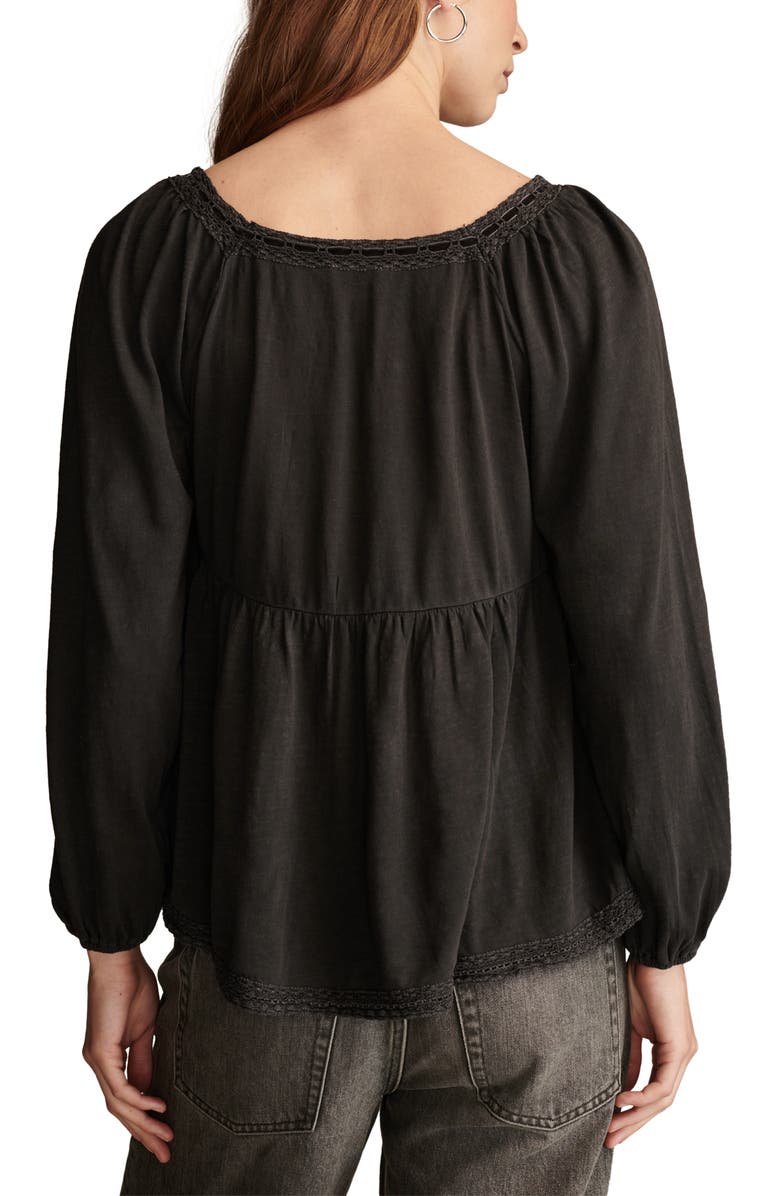 Lucky Brand Lace Detail Cotton Blend Top, Alternate, color,