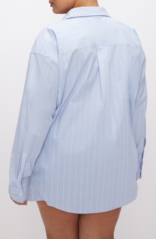 GOOD AMERICAN GOOD AMERICAN OVERSIZE STRIPE STRETCH COTTON POPLIN BUTTON-UP SHIRT 