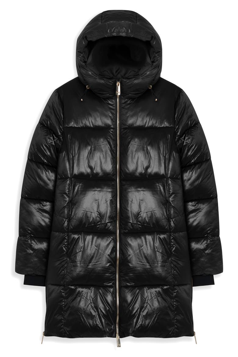 Alicia Water Resistant Hooded Parka Puffer Jacket, Alternate, color, BLACK