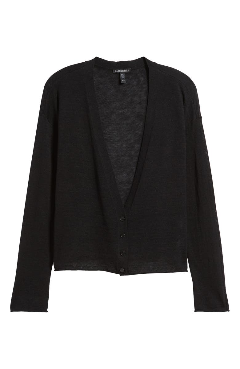 Eileen Fisher V-Neck Organic Linen 
Organic Cotton Cardigan, Alternate, color, 
