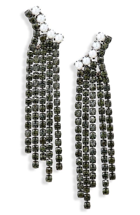 Faux Pearl & Crystal Fringe Drop Earrings